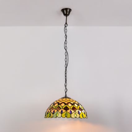 Brilagi - Tiffany vitražni lestenec na verigi MARGARET 2xE27/60W/230V