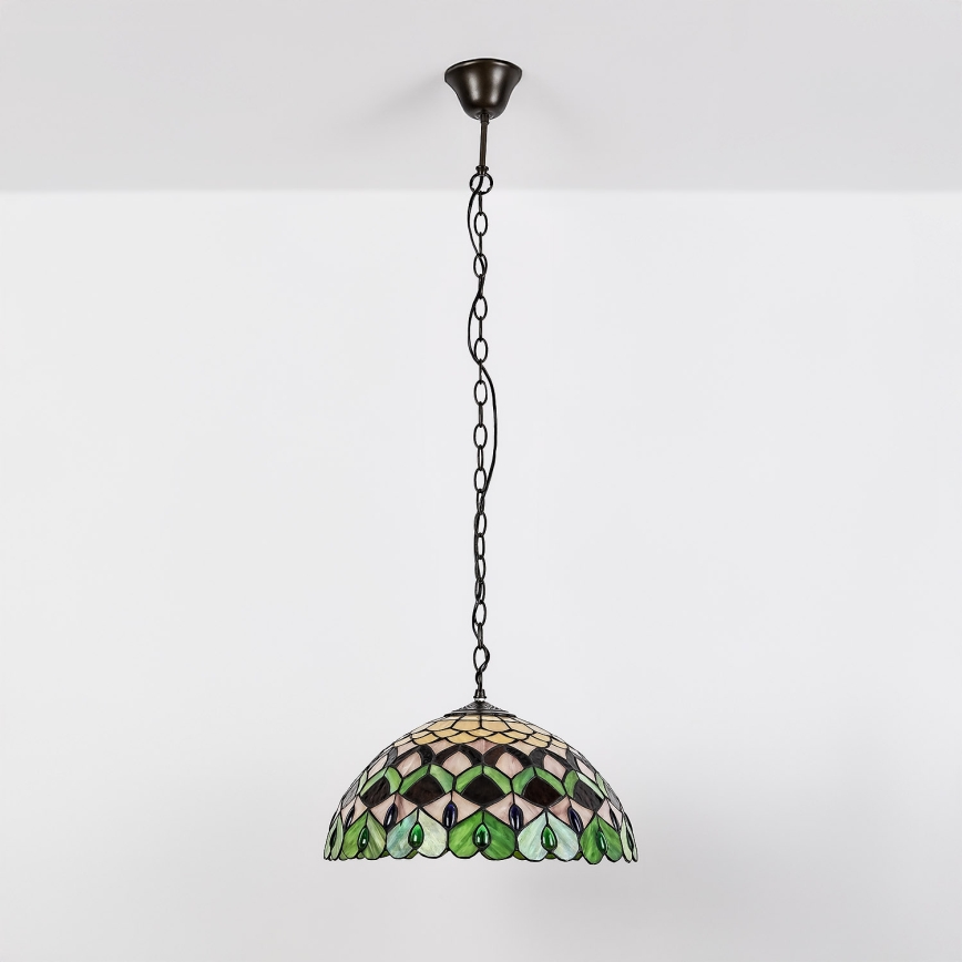 Brilagi - Tiffany vitražni lestenec na verigi MARGARET 2xE27/60W/230V