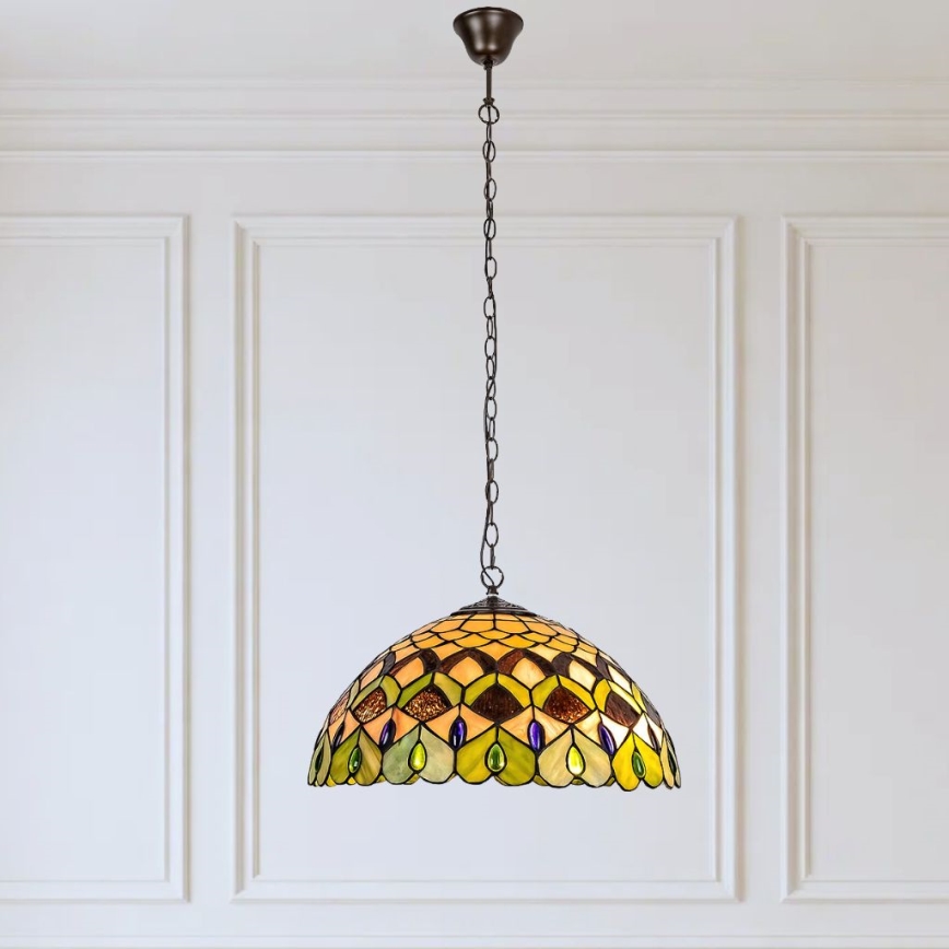 Brilagi - Tiffany vitražni lestenec na verigi MARGARET 2xE27/60W/230V