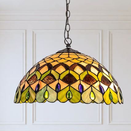 Brilagi - Tiffany vitražni lestenec na verigi MARGARET 2xE27/60W/230V