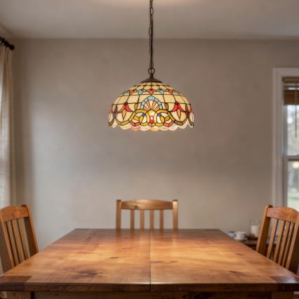 Brilagi - Tiffany vitražni lestenec na verigi MIRABELLA 1xE27/60W/230V premer 40 cm
