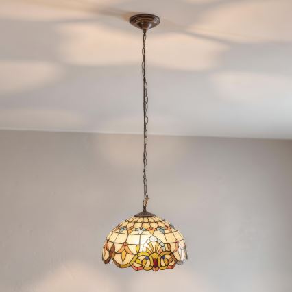 Brilagi - Tiffany vitražni lestenec na verigi MIRABELLA 1xE27/60W/230V premer 40 cm