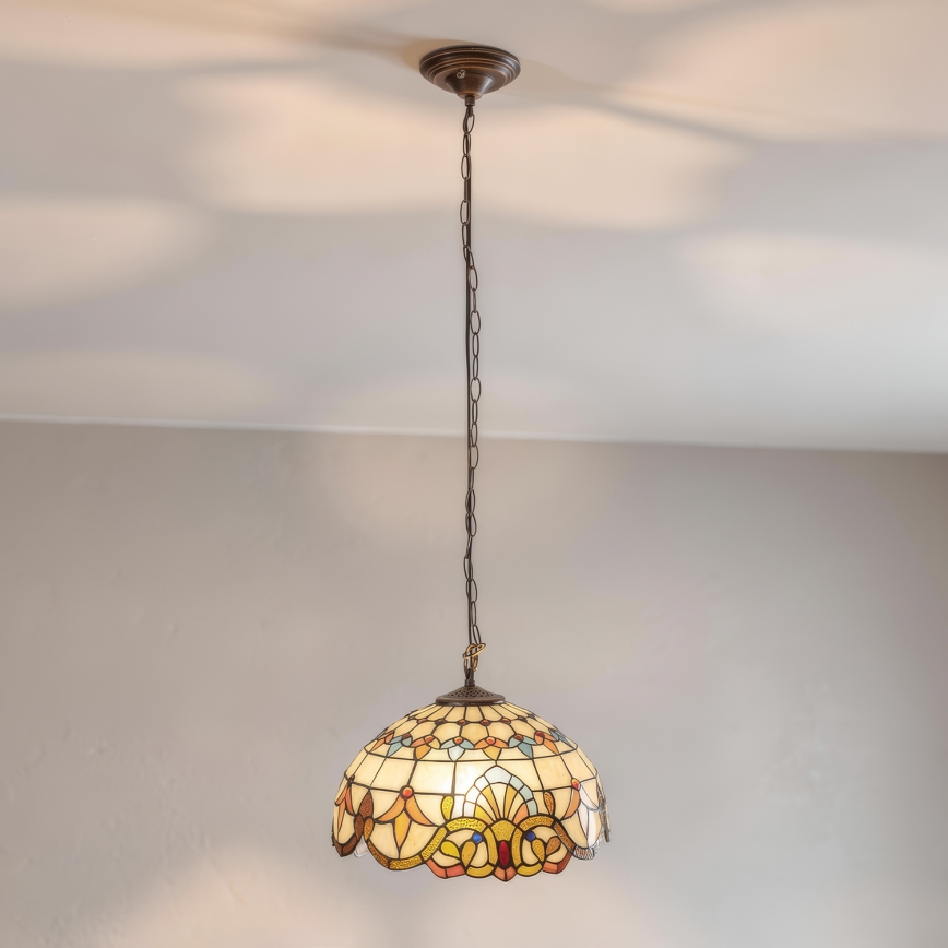 Brilagi - Tiffany vitražni lestenec na verigi MIRABELLA 1xE27/60W/230V premer 40 cm