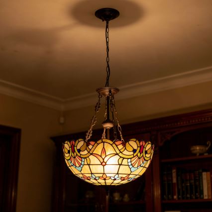 Brilagi - Tiffany vitražni lestenec na verigi MIRABELLA 3xE27/60W/230V premer 50 cm