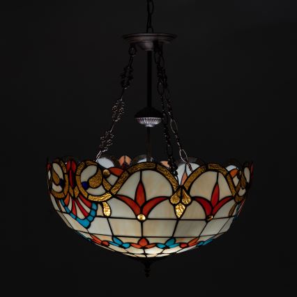Brilagi - Tiffany vitražni lestenec na verigi MIRABELLA 3xE27/60W/230V premer 50 cm