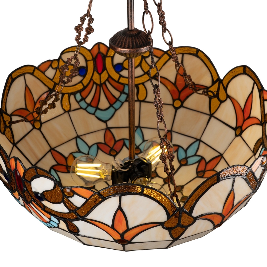 Brilagi - Tiffany vitražni lestenec na verigi MIRABELLA 3xE27/60W/230V premer 50 cm