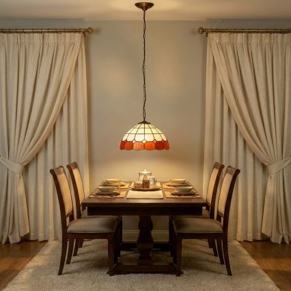 Brilagi - Tiffany vitražni lestenec na verigi SIENNA 1xE27/60W/230V premer 40 cm