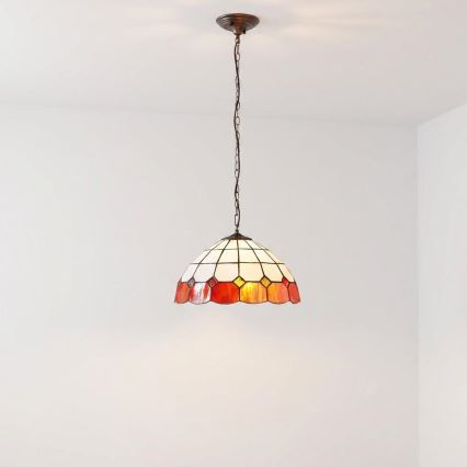 Brilagi - Tiffany vitražni lestenec na verigi SIENNA 1xE27/60W/230V premer 40 cm