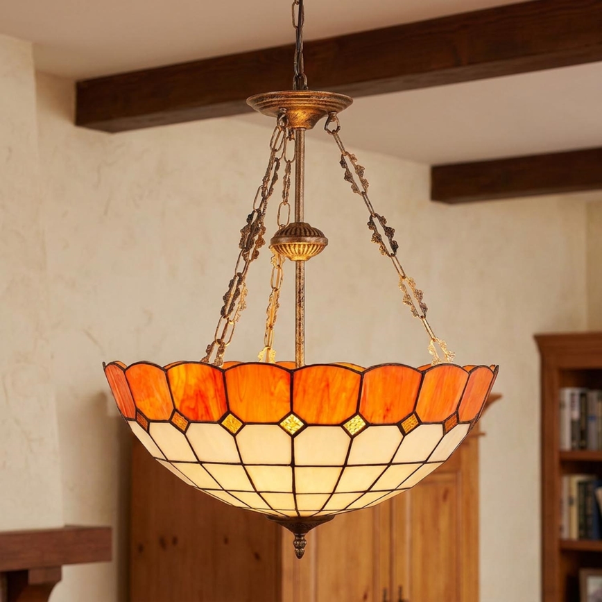 Brilagi - Tiffany vitražni lestenec na verigi SIENNA 3xE27/60W/230V, premer 50 cm