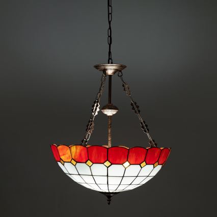 Brilagi - Tiffany vitražni lestenec na verigi SIENNA 3xE27/60W/230V, premer 50 cm