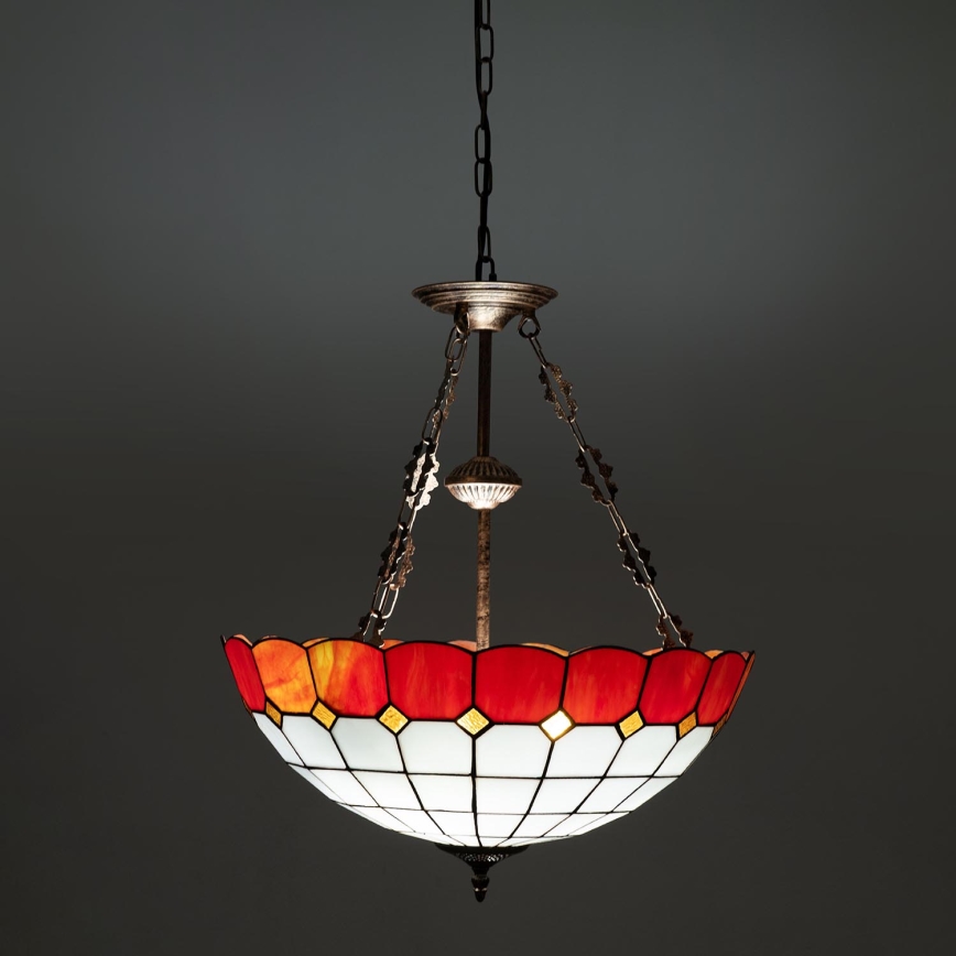 Brilagi - Tiffany vitražni lestenec na verigi SIENNA 3xE27/60W/230V, premer 50 cm