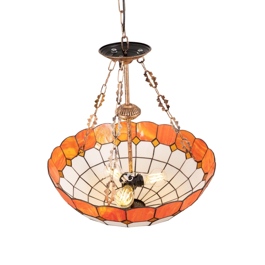 Brilagi - Tiffany vitražni lestenec na verigi SIENNA 3xE27/60W/230V, premer 50 cm