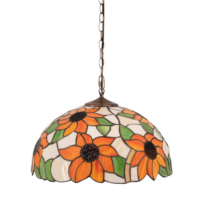 Brilagi - Tiffany vitražni lestenec na verigi SUNFLOWER 1xE27/60W/230V premer 40 cm