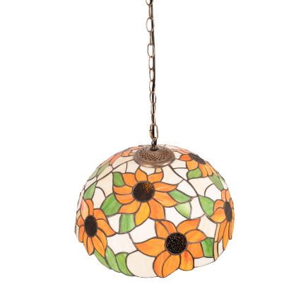 Brilagi - Tiffany vitražni lestenec na verigi SUNFLOWER 1xE27/60W/230V premer 40 cm