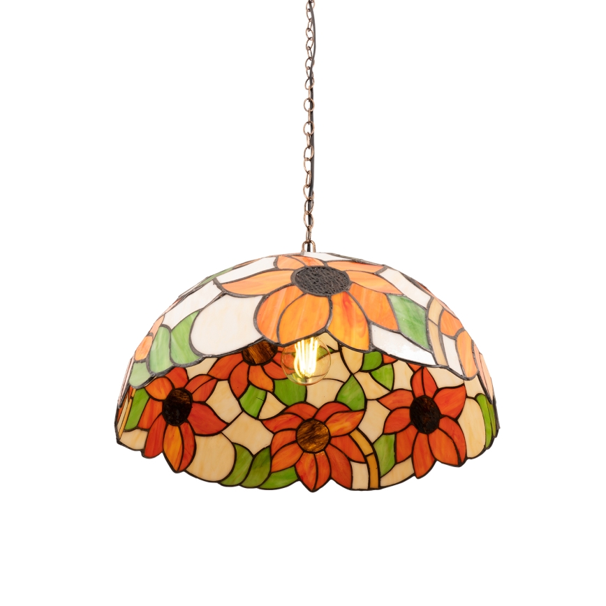 Brilagi - Tiffany vitražni lestenec na verigi SUNFLOWER 1xE27/60W/230V premer 40 cm