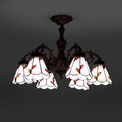 Brilagi - Tiffany vitražni pritrjeni stropni lestenec FOLIA 6xE27/60W/230V, Ø 60 cm