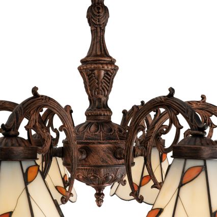 Brilagi - Tiffany vitražni pritrjeni stropni lestenec FOLIA 6xE27/60W/230V, Ø 60 cm
