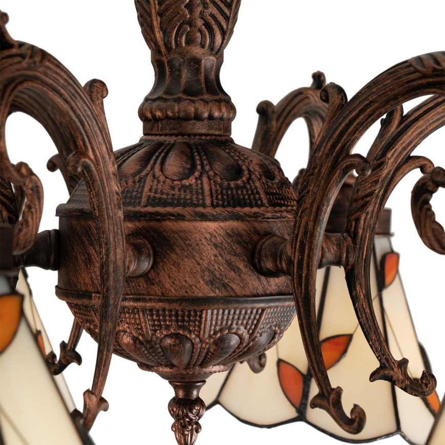 Brilagi - Tiffany vitražni pritrjeni stropni lestenec FOLIA 6xE27/60W/230V, Ø 60 cm
