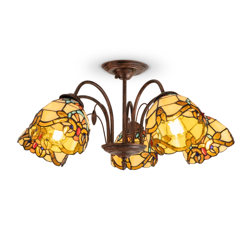 Brilagi - Tiffany vitražni pritrjeni stropni lestenec MIRABELLA 5xE27/60W/230V premer 60 cm