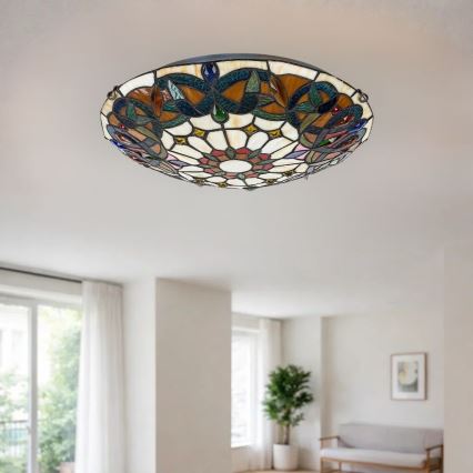 Brilagi - Tiffany vitražno stropno svetilo LUISA 2xE27/60W/230V premer 40 cm