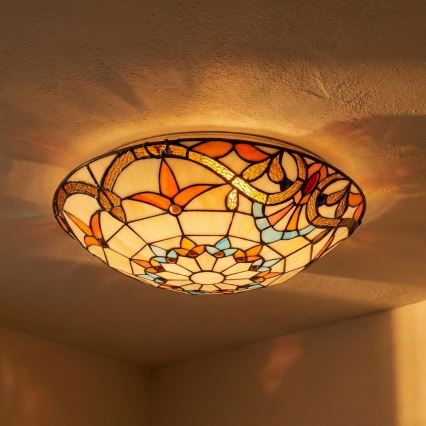 Brilagi - Tiffany vitražno stropno svetilo MIRABELLA 2xE27/60W/230V, premer 40 cm