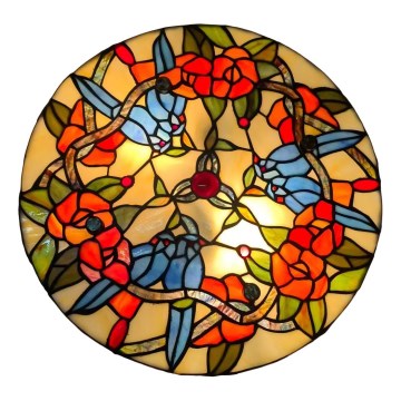 Brilagi - Tiffanyjeva vitražna stropna svetilka JUNGLE 3xE27/60W/230V, premer 40 cm