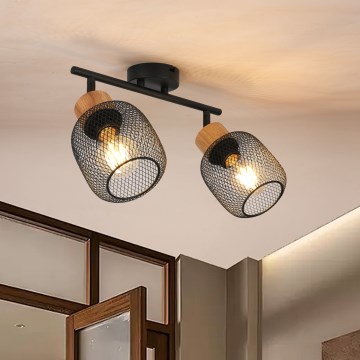 Brilagi - Točkovna svetilka BASKLITE 2xE27/15W/230V kaučukov les/črna