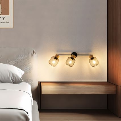 Brilagi - Točkovna svetilka BASKLITE 3xE27/15W/230V les/črna