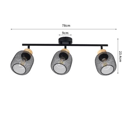 Brilagi - Točkovna svetilka BASKLITE 3xE27/15W/230V les/črna