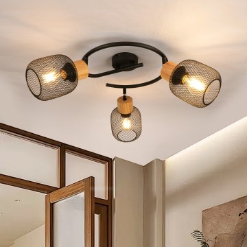 Brilagi - Točkovna svetilka BASKLITE 3xE27/15W/230V les/črna