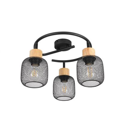 Brilagi - Točkovna svetilka BASKLITE 3xE27/15W/230V les/črna