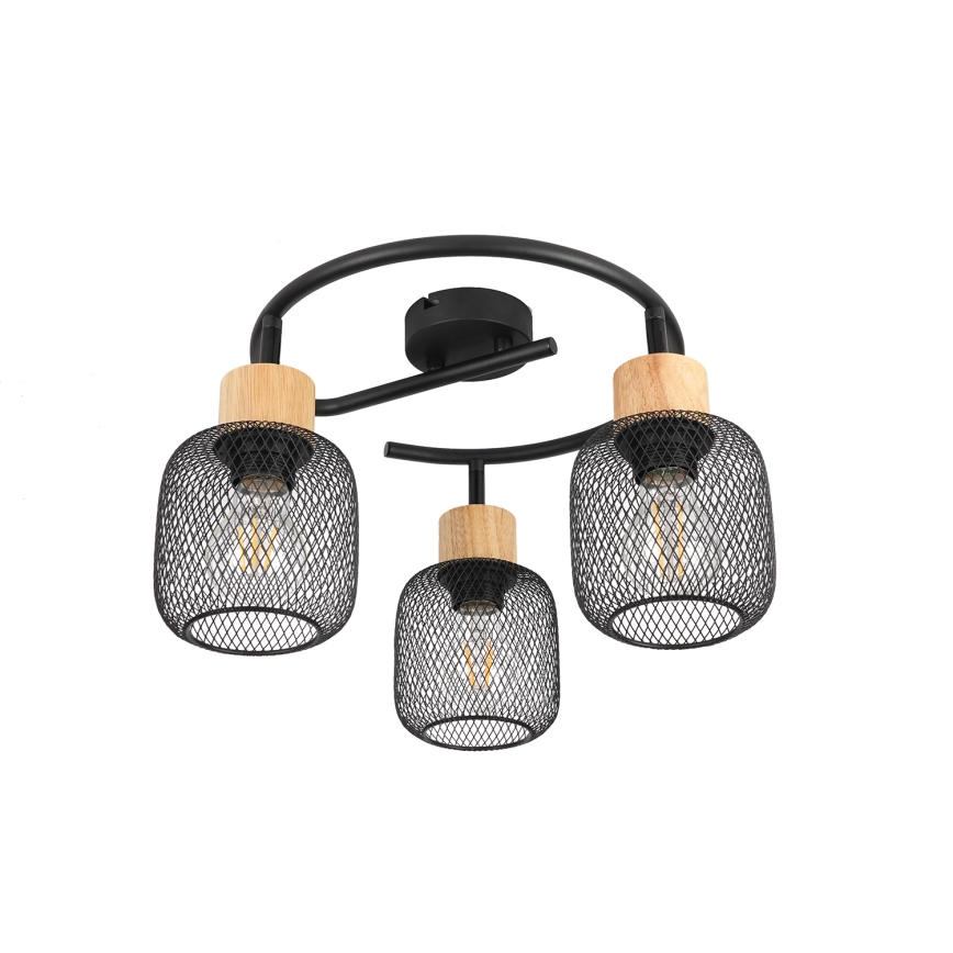 Brilagi - Točkovna svetilka BASKLITE 3xE27/15W/230V les/črna