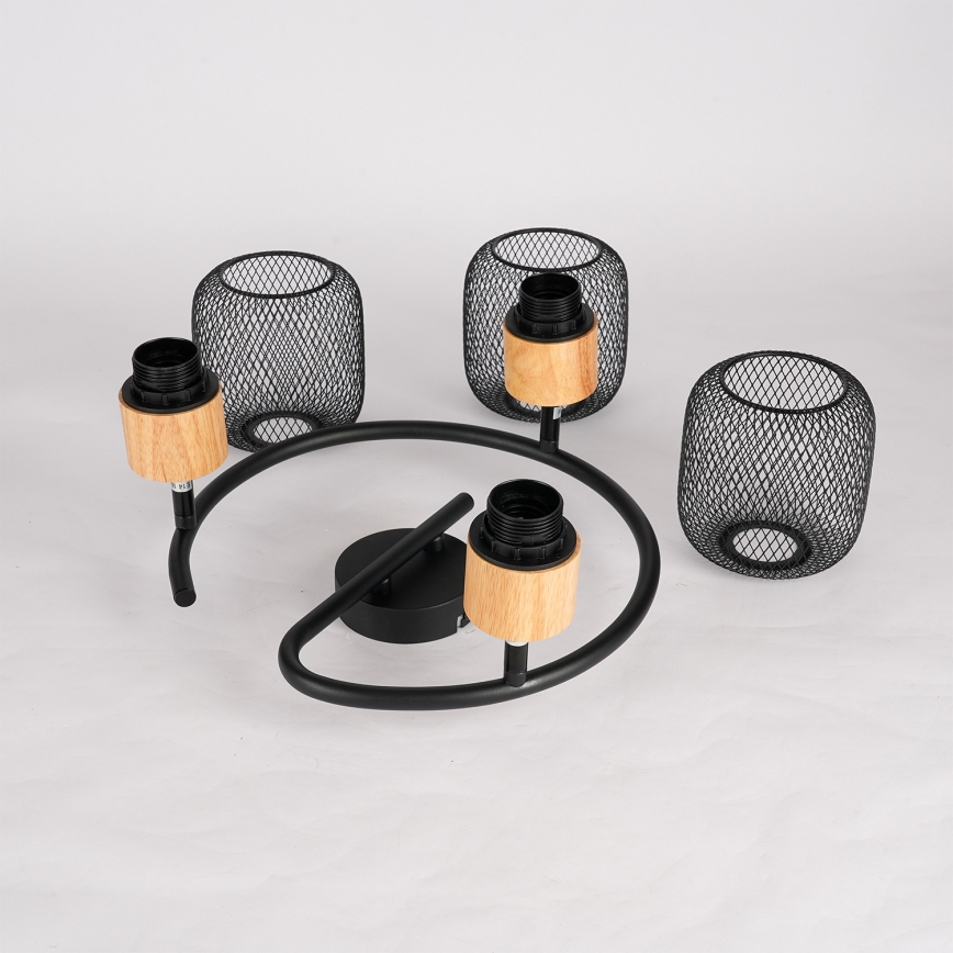 Brilagi - Točkovna svetilka BASKLITE 3xE27/15W/230V les/črna