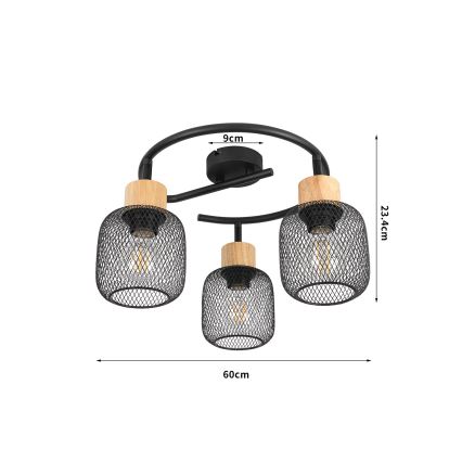Brilagi - Točkovna svetilka BASKLITE 3xE27/15W/230V les/črna