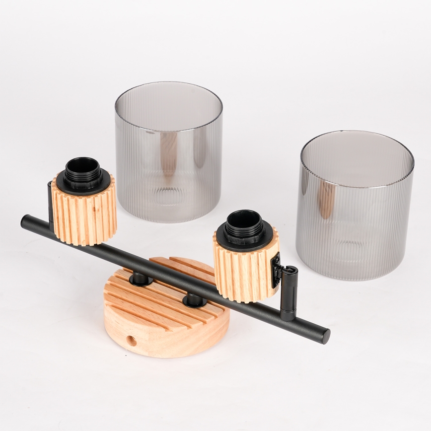 Brilagi - Točkovna svetilka HYGGE 2xE14/15W/230V lesena/dimna