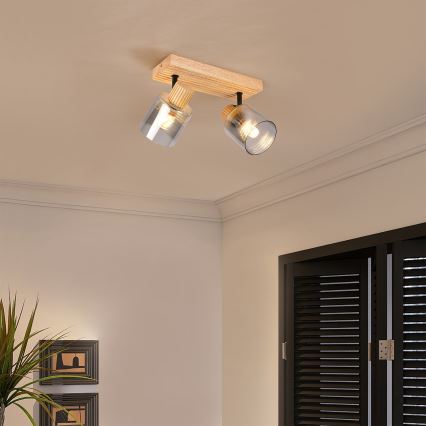 Brilagi - Točkovna svetilka HYGGE 2xE14/15W/230V lesena/dimna