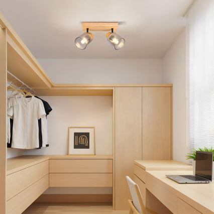 Brilagi - Točkovna svetilka HYGGE 2xE14/15W/230V lesena/dimna