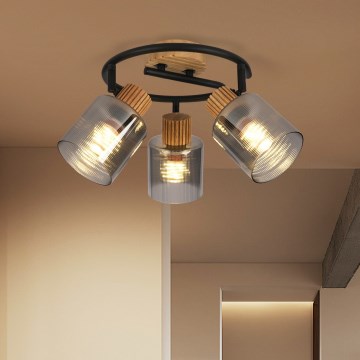 Brilagi - Točkovna svetilka HYGGE 3xE14/15W/230V gumi les/dimna