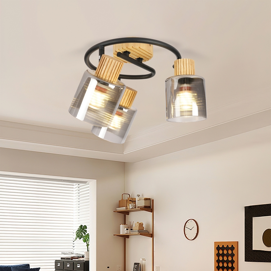 Brilagi - Točkovna svetilka HYGGE 3xE14/15W/230V gumi les/dimna