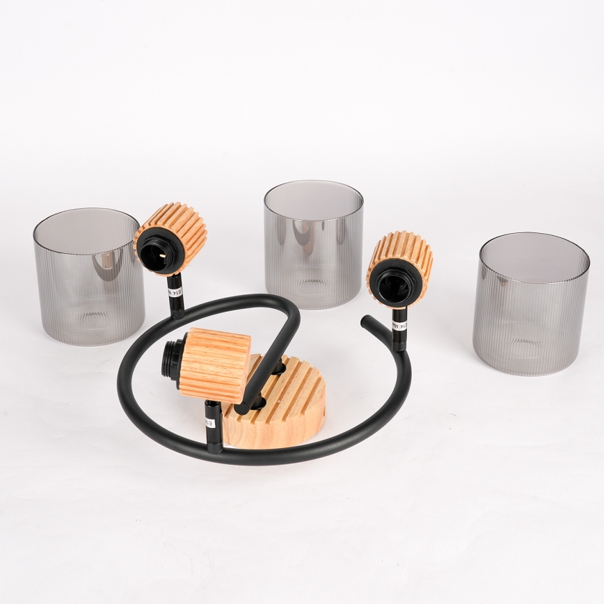 Brilagi - Točkovna svetilka HYGGE 3xE14/15W/230V gumi les/dimna