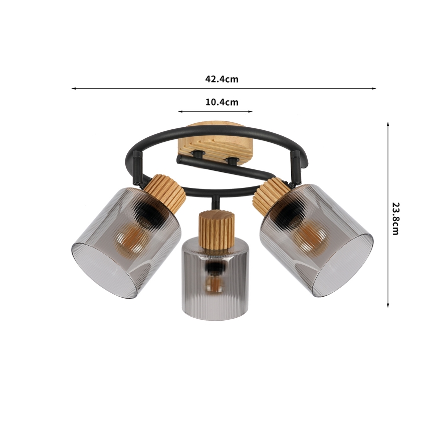 Brilagi - Točkovna svetilka HYGGE 3xE14/15W/230V gumi les/dimna