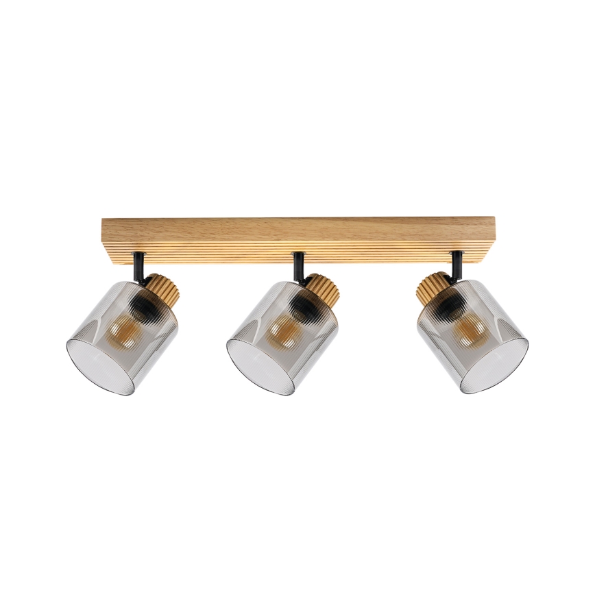 Brilagi - Točkovna svetilka HYGGE 3xE14/15W/230V kavčukovec/dimno steklo