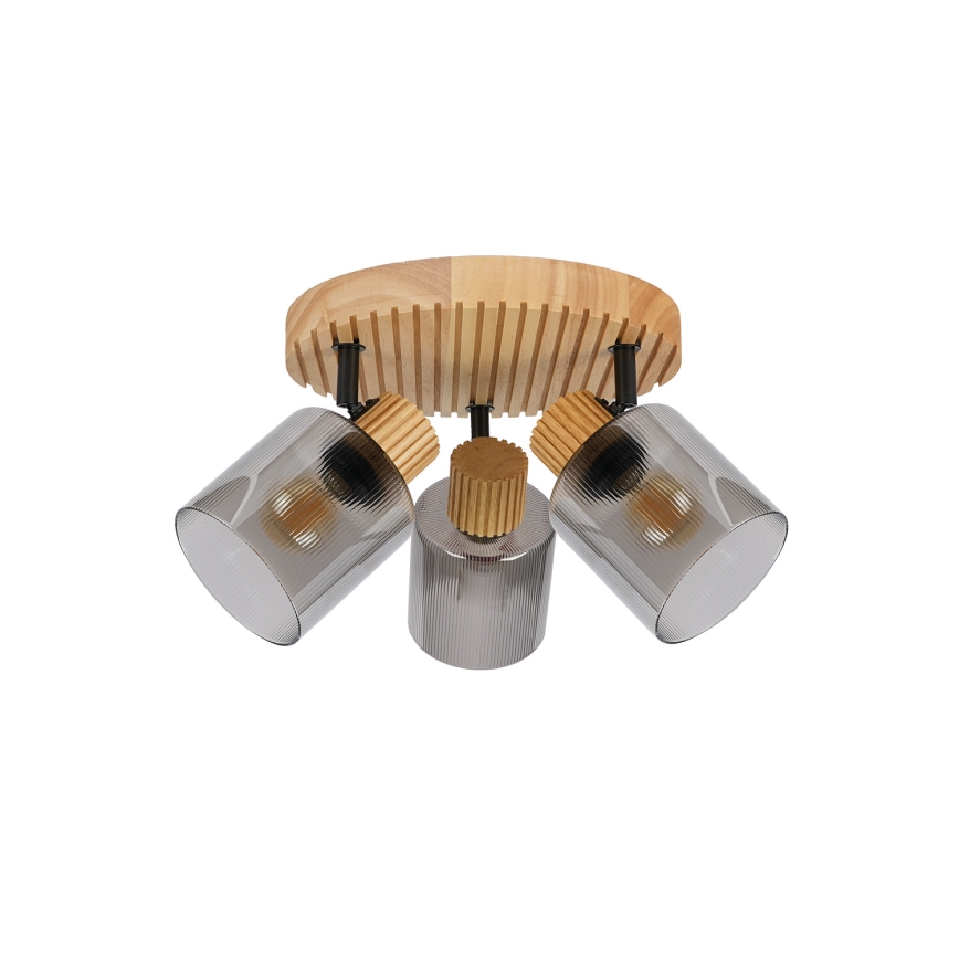 Brilagi - Točkovna svetilka HYGGE 3xE14/15W/230V les kavčukovca/zadimljeno