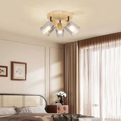 Brilagi - Točkovna svetilka HYGGE 3xE14/15W/230V lesena/dimna