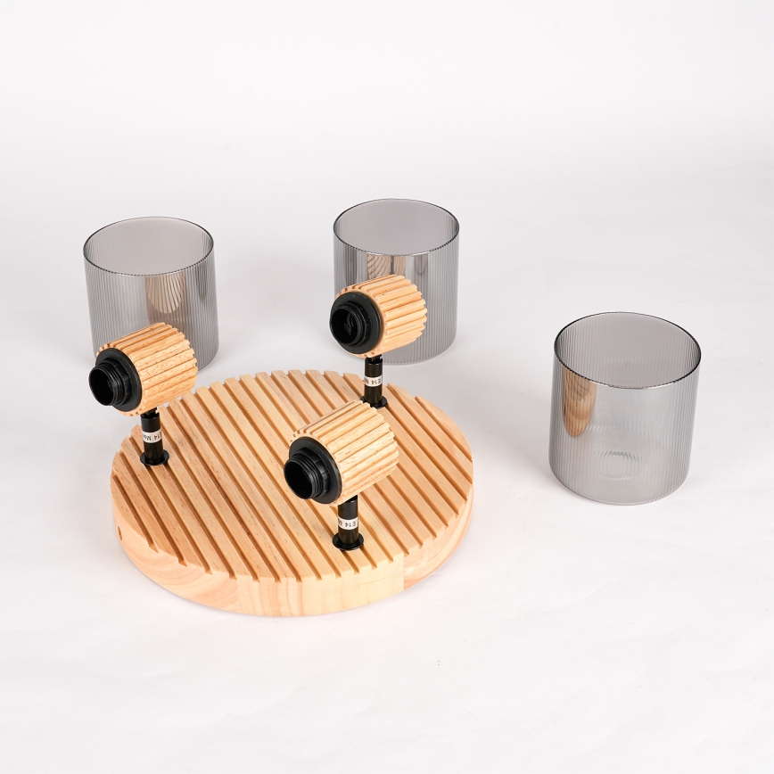 Brilagi - Točkovna svetilka HYGGE 3xE14/15W/230V lesena/dimna