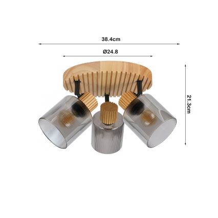 Brilagi - Točkovna svetilka HYGGE 3xE14/15W/230V lesena/dimna