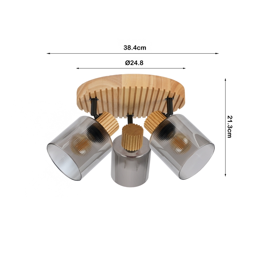 Brilagi - Točkovna svetilka HYGGE 3xE14/15W/230V lesena/dimna