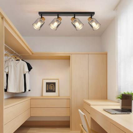 Brilagi - Točkovna svetilka HYGGE 4xE14/15W/230V črna/dimljena