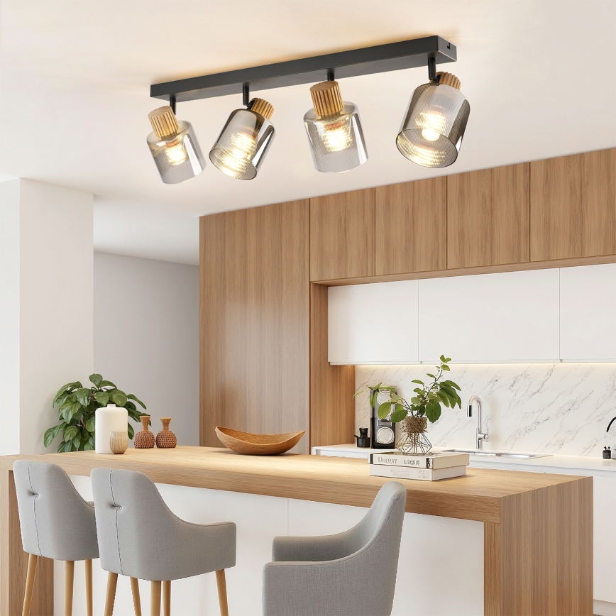 Brilagi - Točkovna svetilka HYGGE 4xE14/15W/230V črna/dimljena