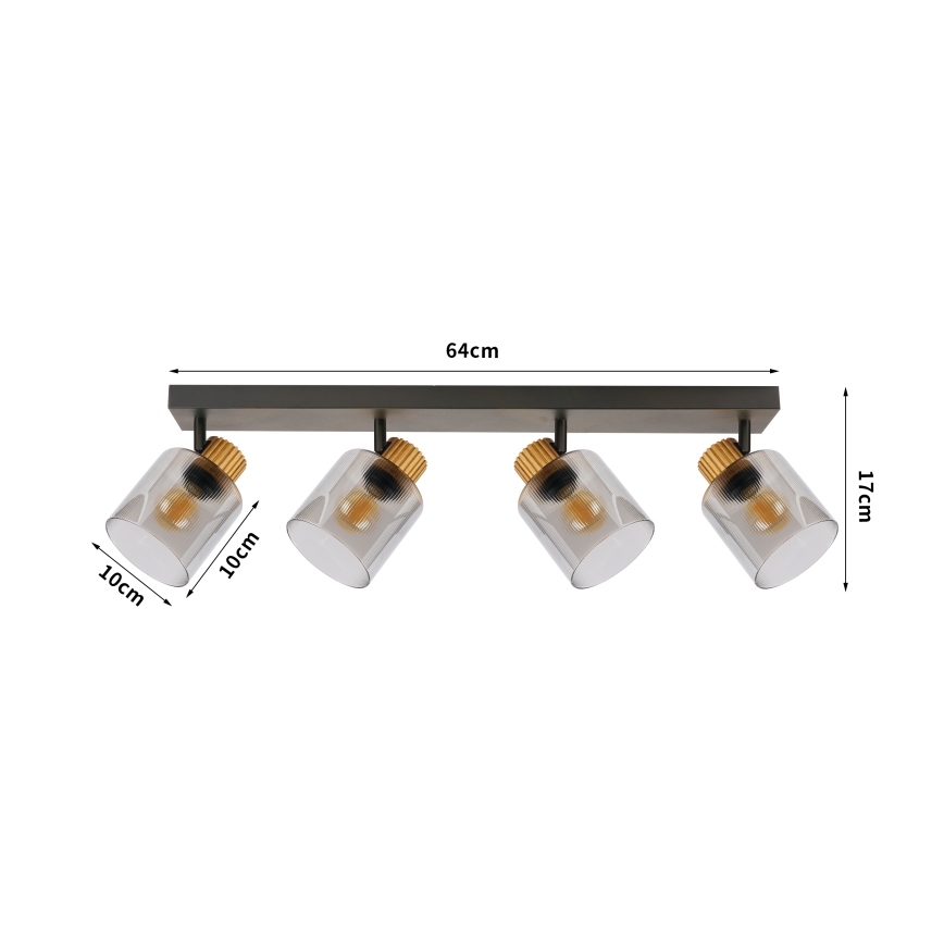 Brilagi - Točkovna svetilka HYGGE 4xE14/15W/230V črna/dimljena